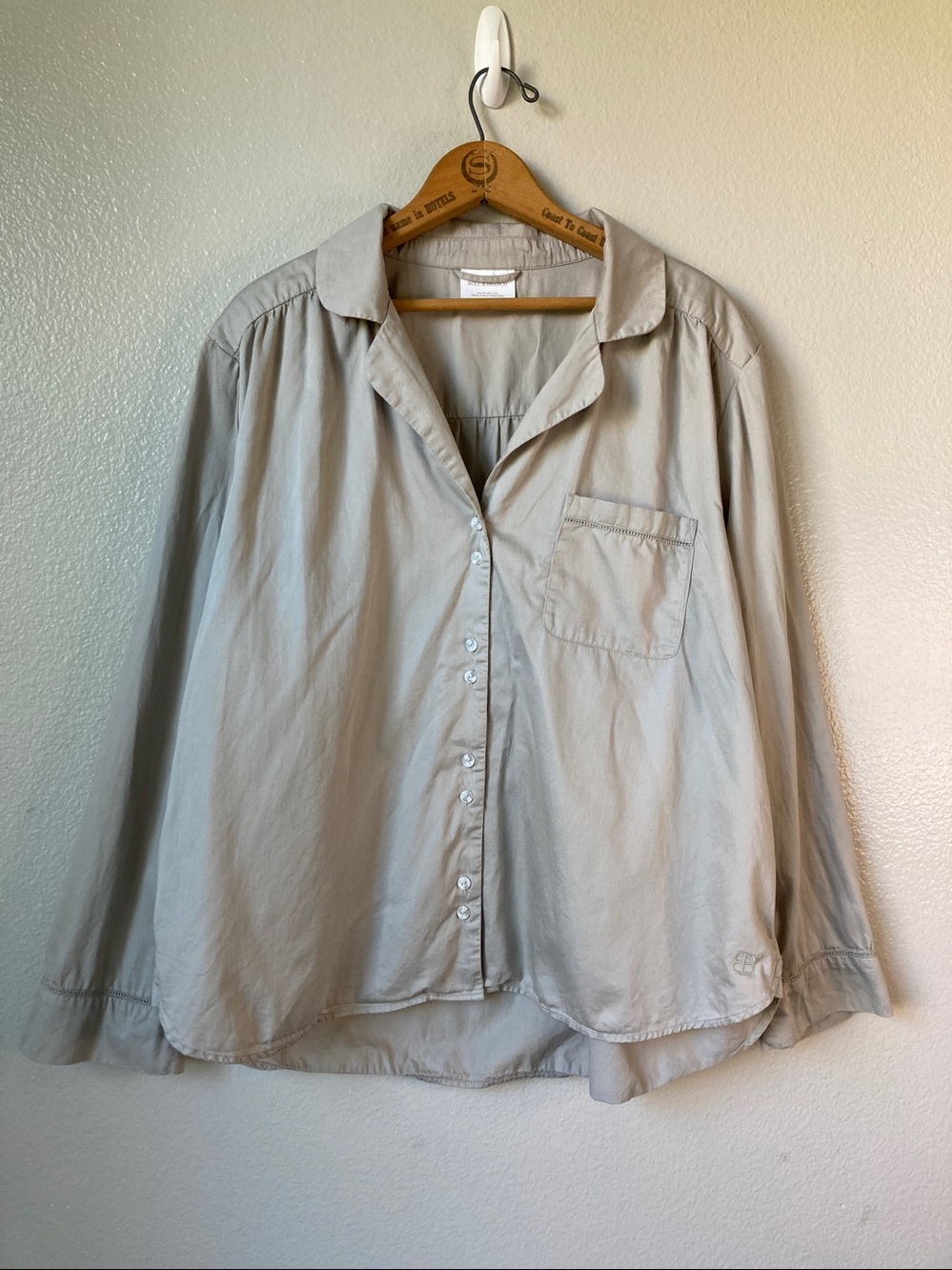 Boll & Branch Signature Sleep Shirt Pajama Top Organic Cotton sz XL